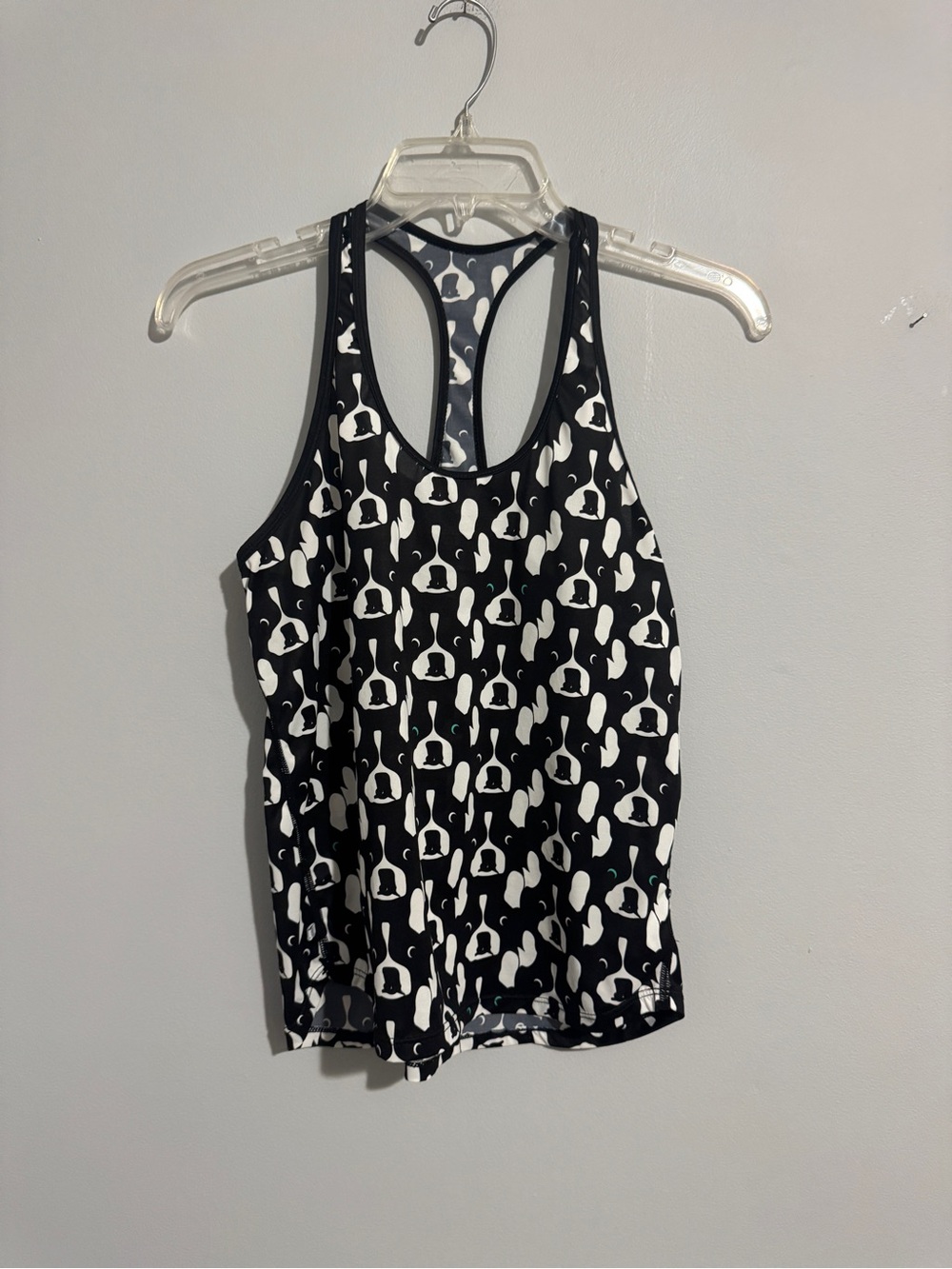 shebeest Black and White Pups and Palms Indie Racerback Tank- Small